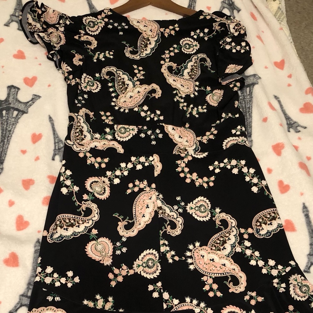 Tommy Hilfiger Black Paisley Floral Sundress with Pink Accents L